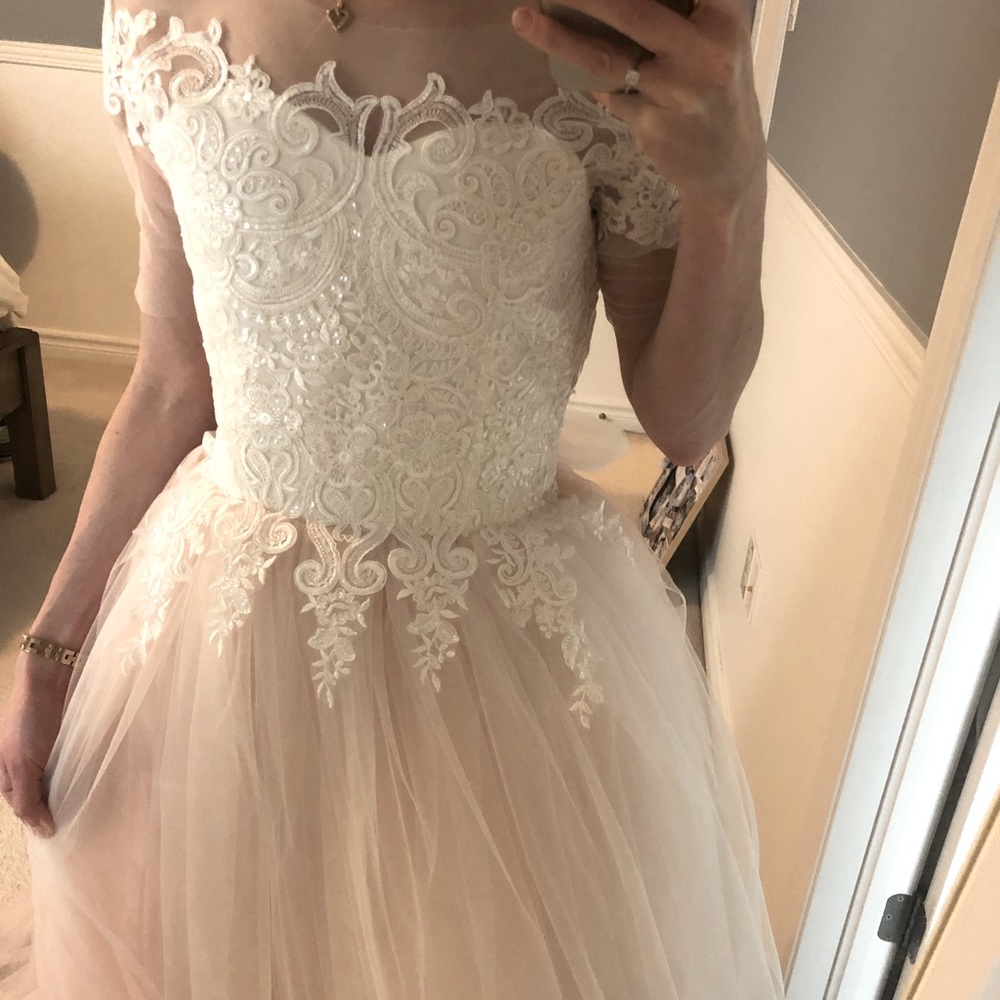 Blush and ivory Princess Prom / Wedding Gown - Small